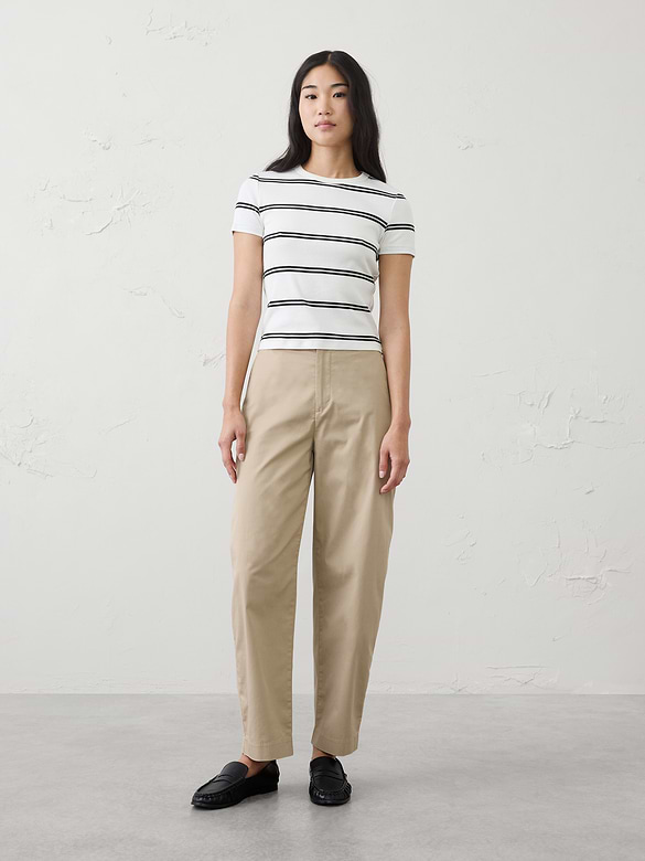 Barrel-Leg High-Rise Twill Utility Pant