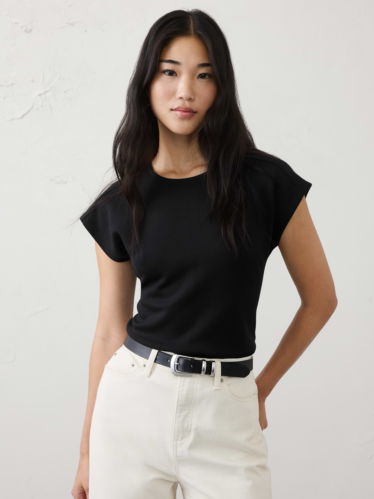 Image number 1 showing, Soft Touch Cap-Sleeve Top