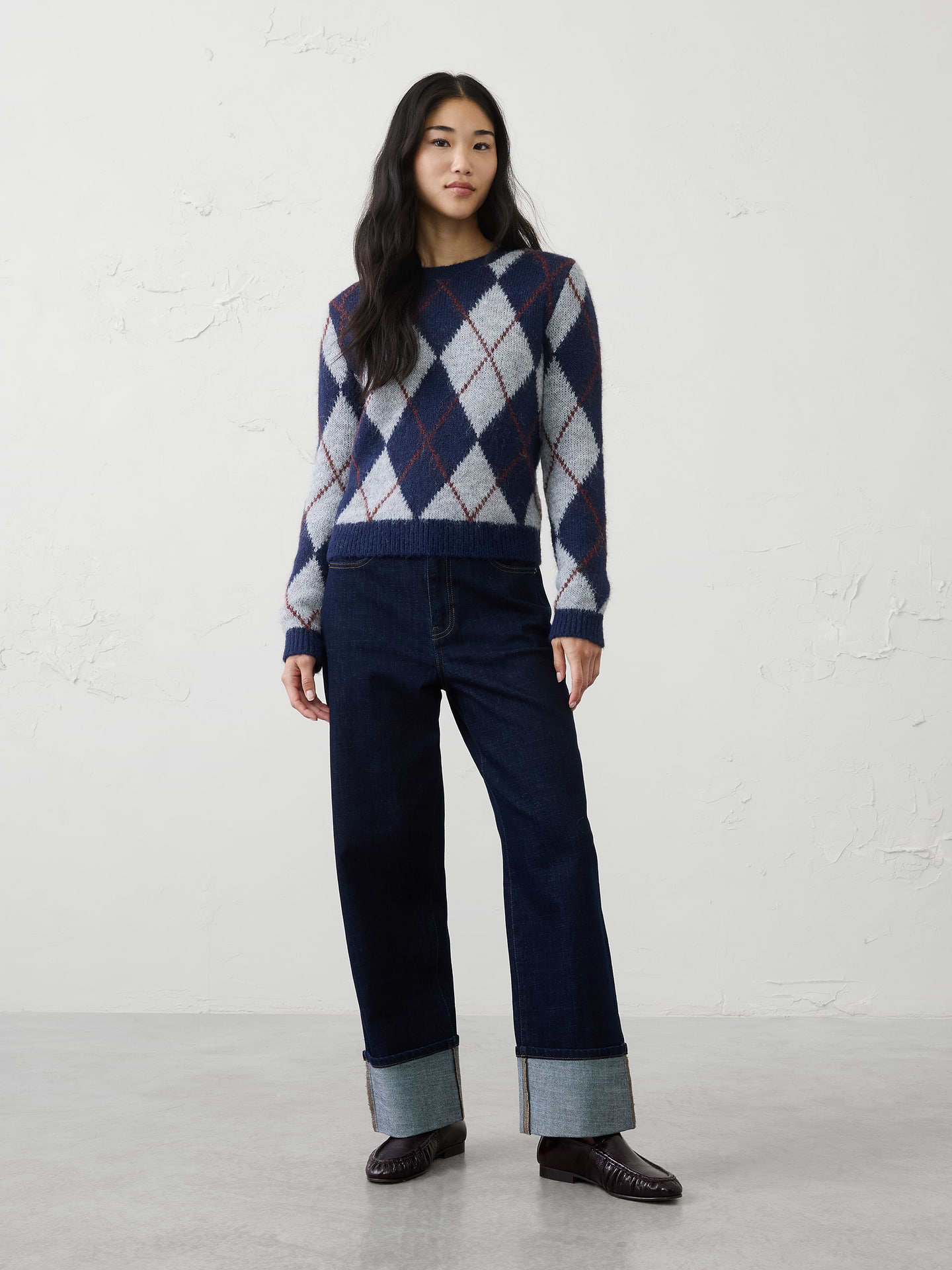 Image number 1 showing, Plush Chunky Argyle Sweater