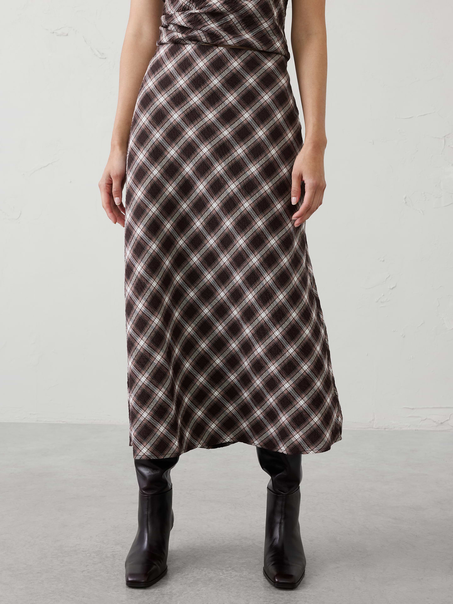 Image number 3 showing, Breezy Plaid Midi Slip Skirt