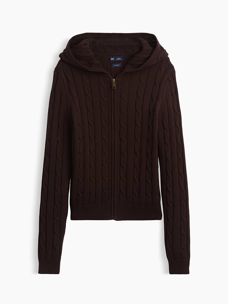 L'image numéro 5 présente Cardigan à glissière en tricot torsadé 100 % coton