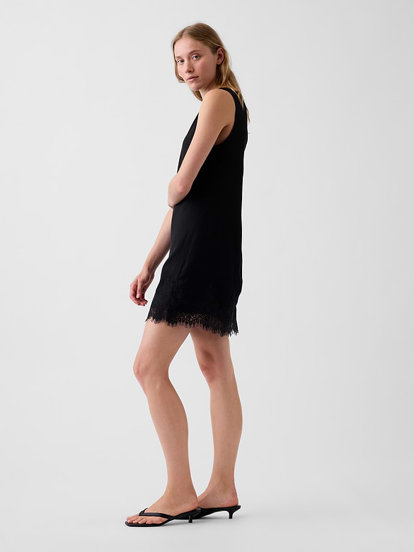 Lace-Hem Mini Shift Dress