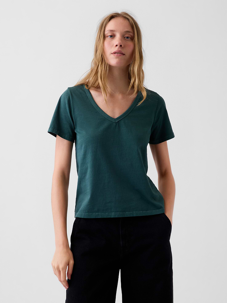 Image number 1 showing, Organic Cotton VintageSoft V-Neck T-Shirt