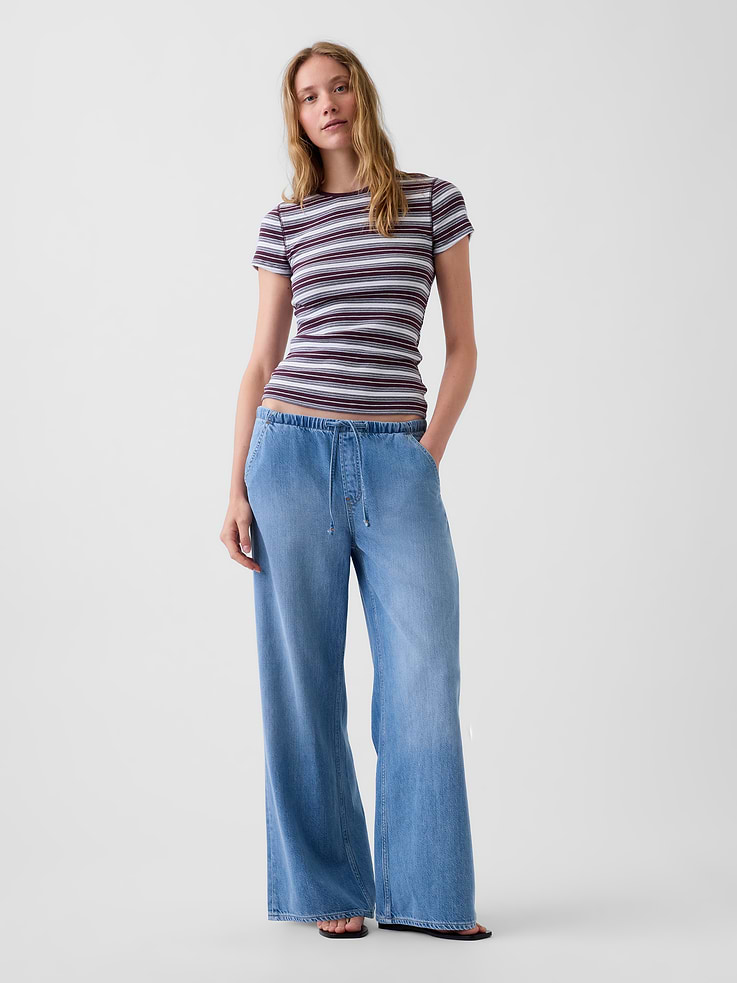 Image number 1 showing, Low Rise UltraSoft Stride Easy Wide-Leg Jeans