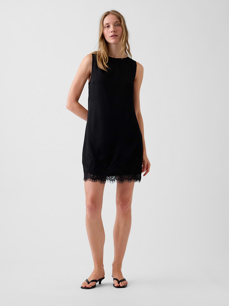 Image number 1 showing, Lace-Hem Mini Shift Dress
