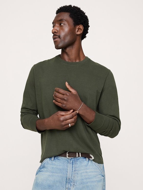 T-shirt à manches longues en coton suédé