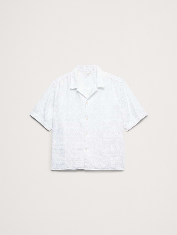 Chemise de vacances décontractée en lin brodé