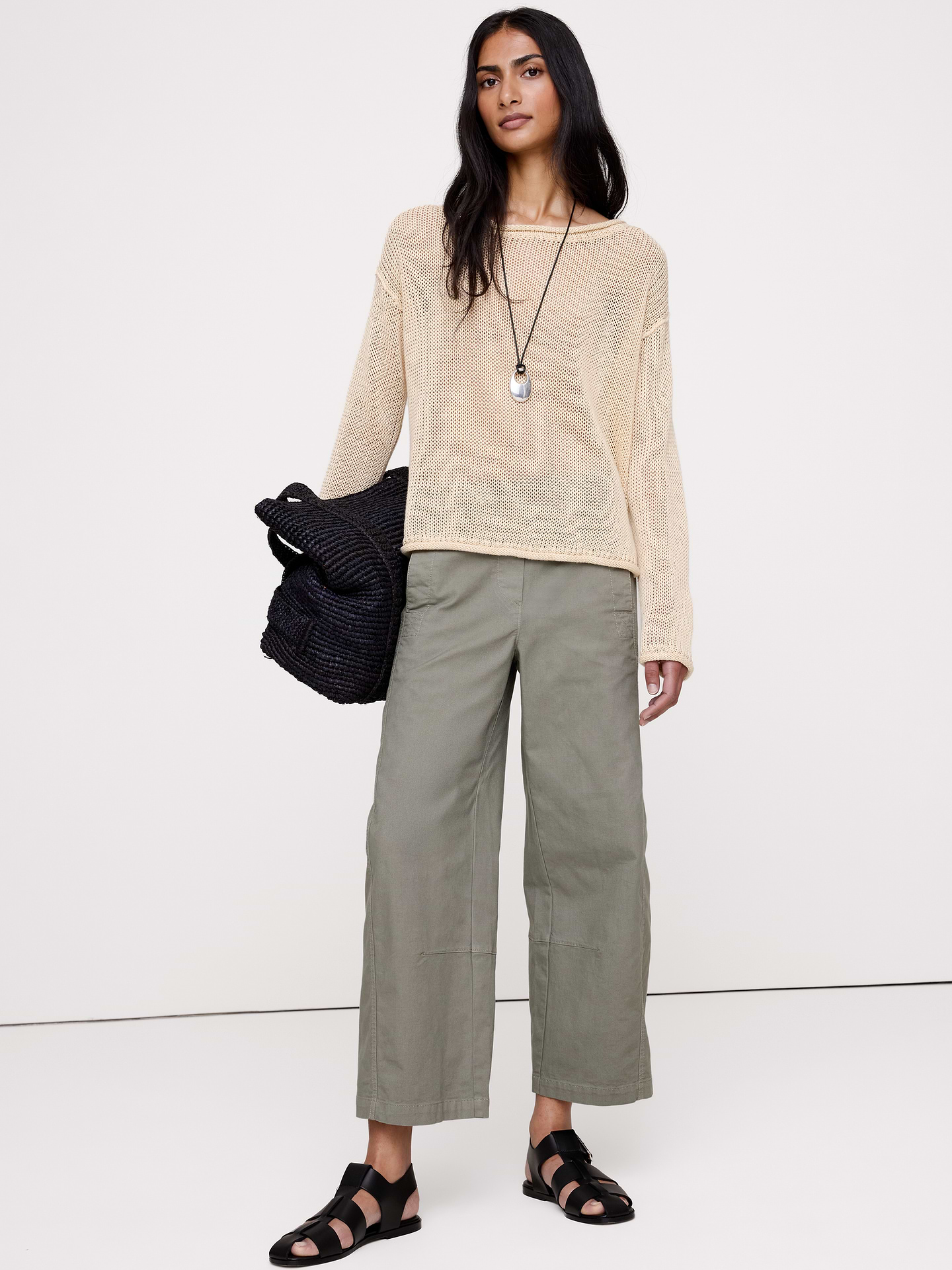 Image number 1 showing, Mid-Rise Relaxed Painter Pull-On Pant