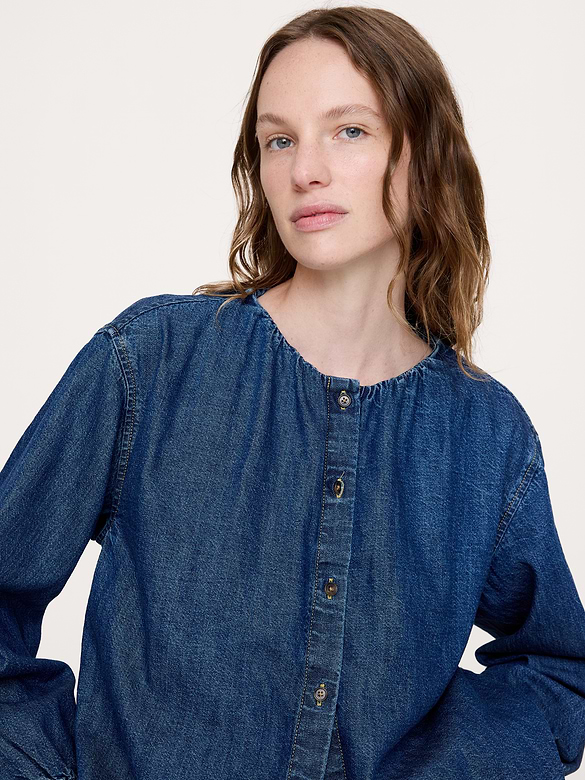 Haut à manches bouffantes en denim