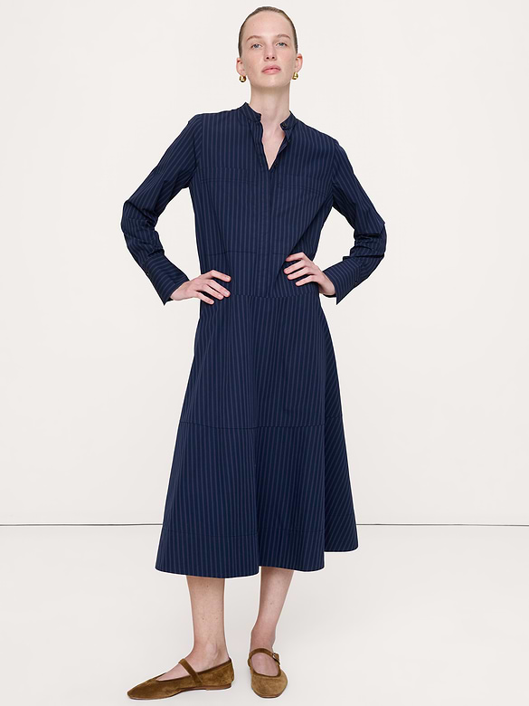 Robe-chemisier trapèze en coton