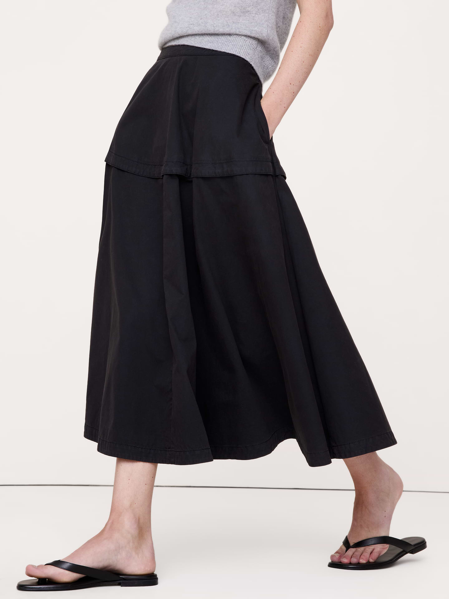 Image number 3 showing, Cotton Twill Circle Midi Skirt