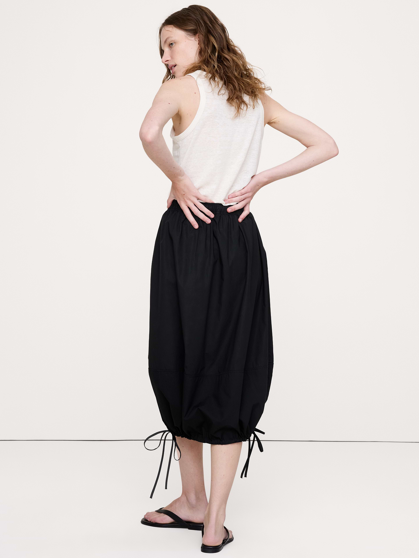 Image number 3 showing, Cotton Poplin Bubble Drawstring Skirt