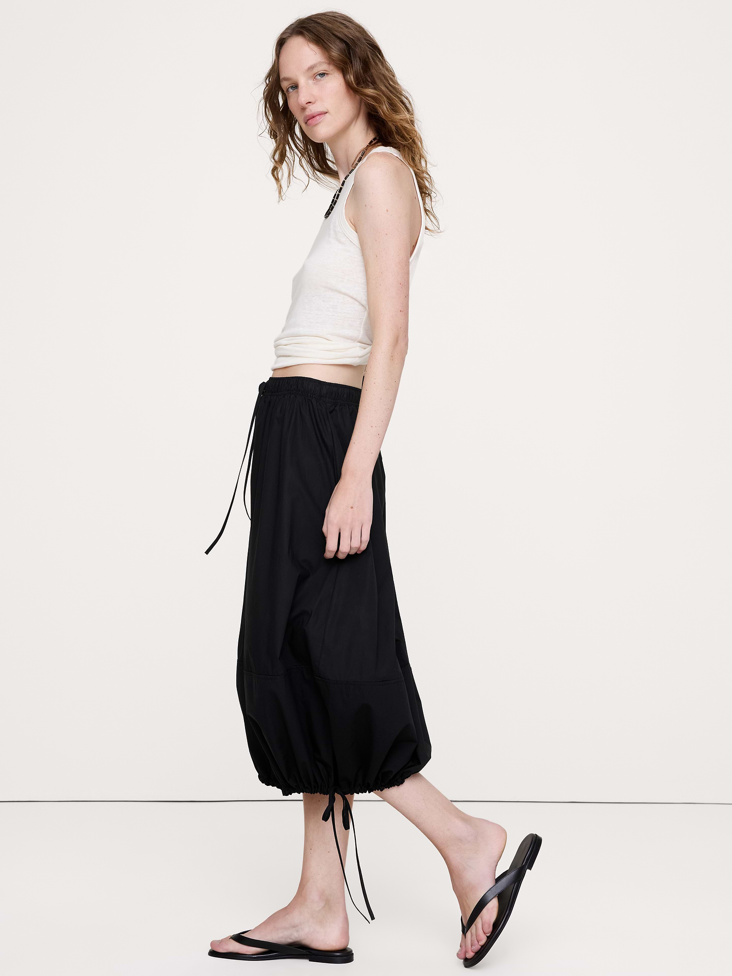 Image number 4 showing, Cotton Poplin Bubble Drawstring Skirt