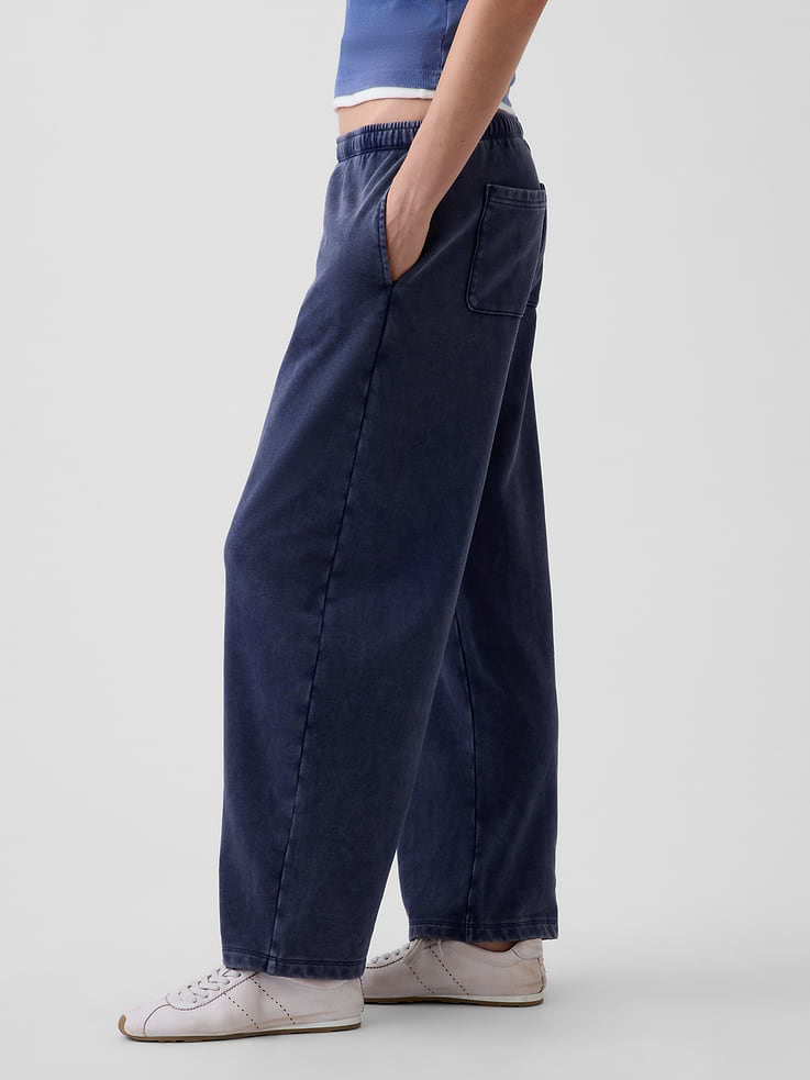 L'image numéro 3 présente Pantalon en coton ouaté coupe baril en jersey bouclette VintageDoux