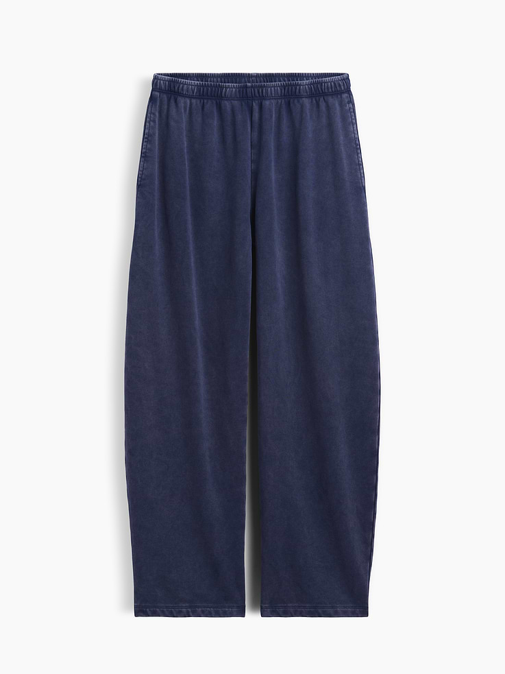 L'image numéro 6 présente Pantalon en coton ouaté coupe baril en jersey bouclette VintageDoux