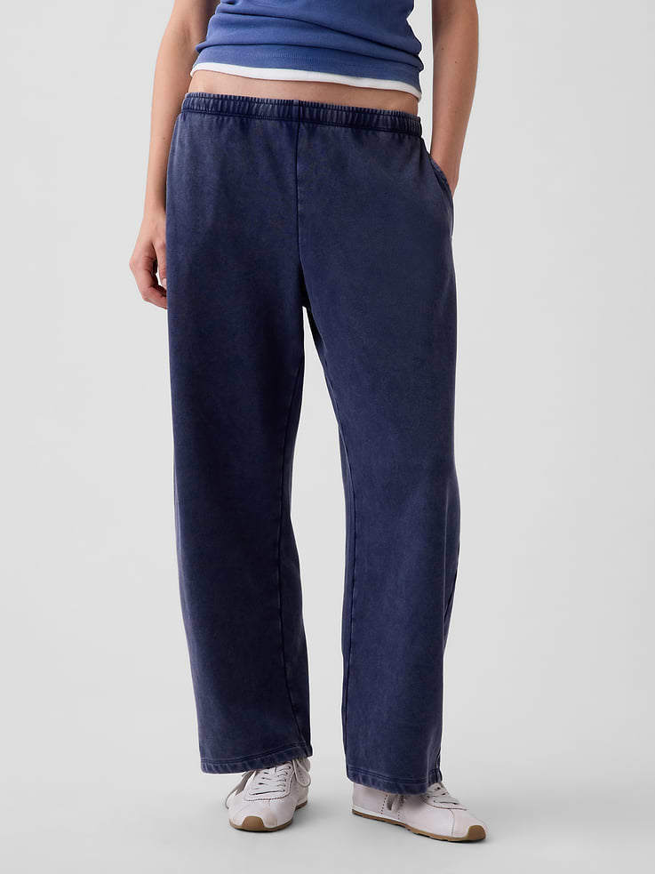 L'image numéro 2 présente Pantalon en coton ouaté coupe baril en jersey bouclette VintageDoux