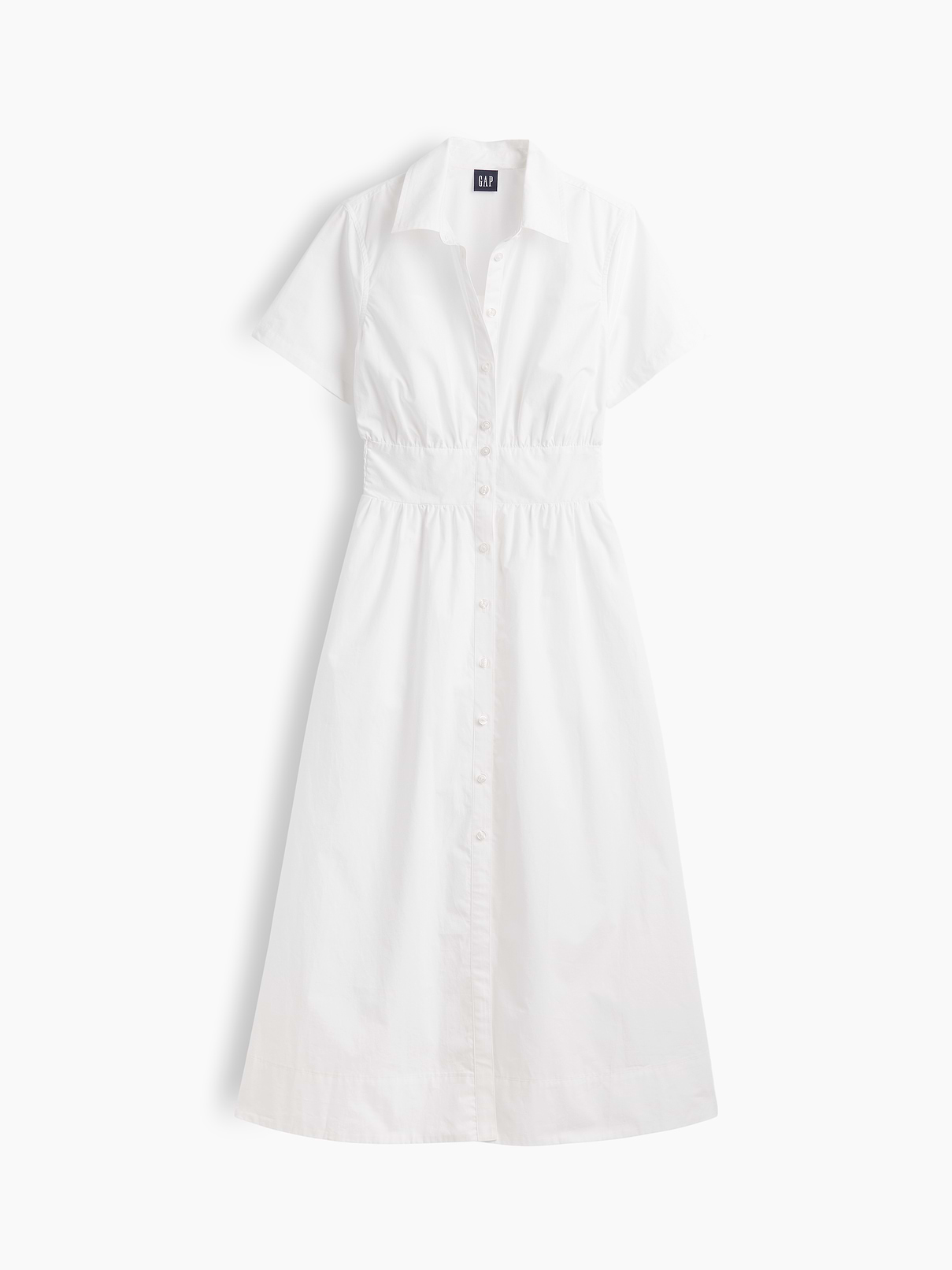 L'image numéro 5 présente Robe chemisier longue à taille smockée en popeline