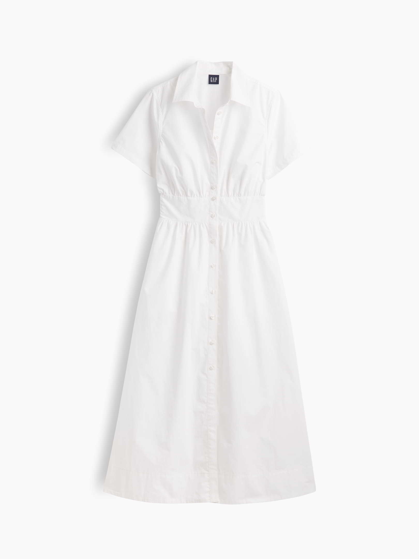 L'image numéro 5 présente Robe chemisier longue à taille smockée en popeline