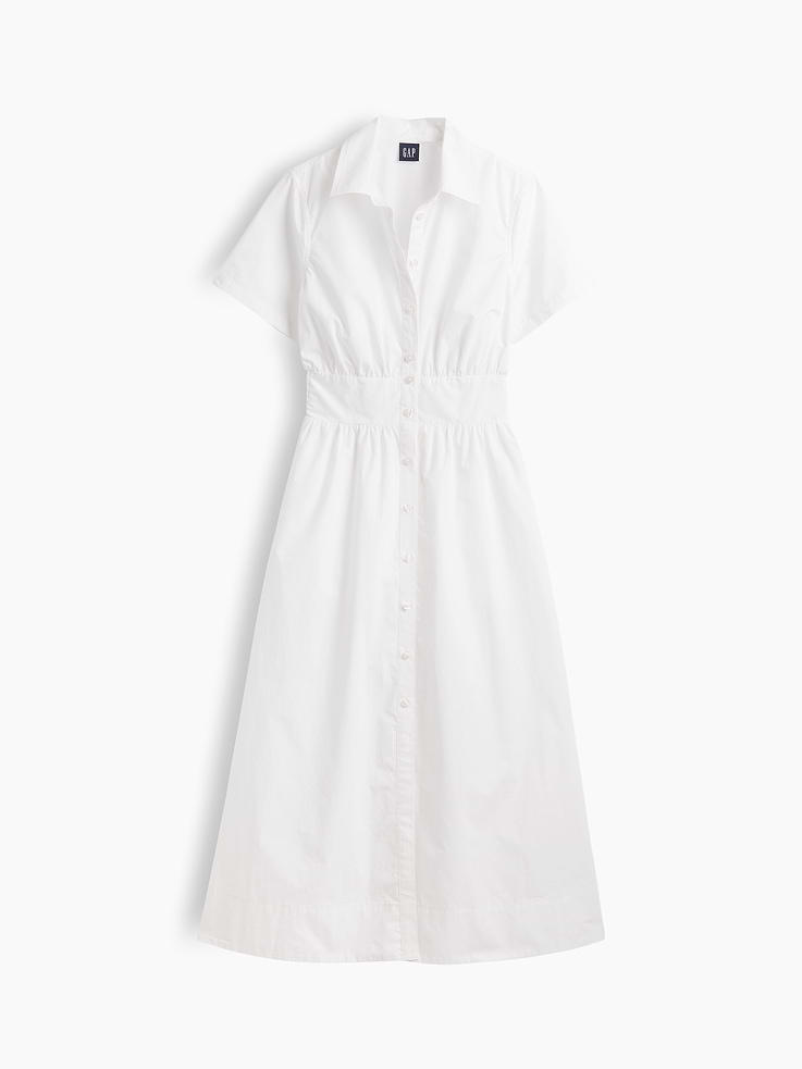 Image number 5 showing, Poplin Smocked-Waist Maxi Shirtdress