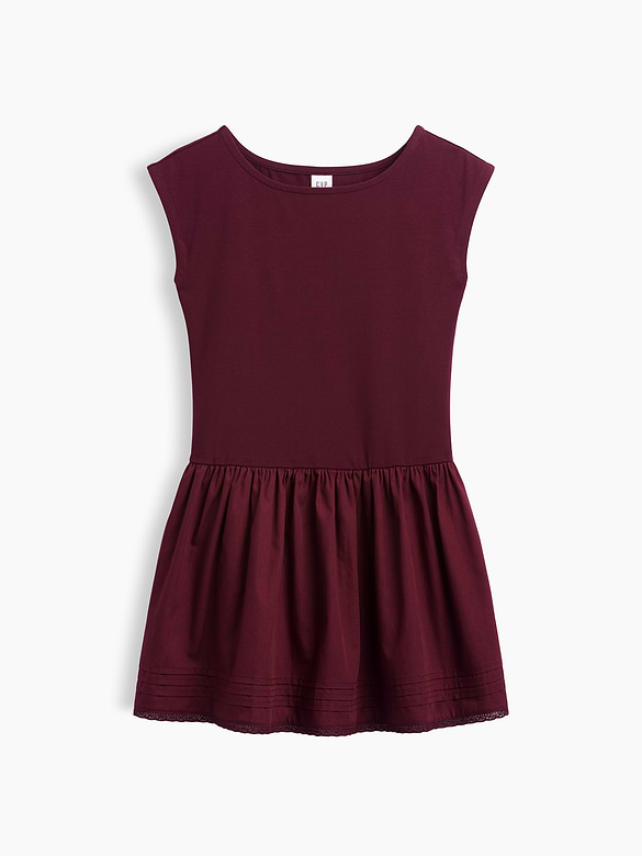 Kids Mixed Media Drop-Waist Dress