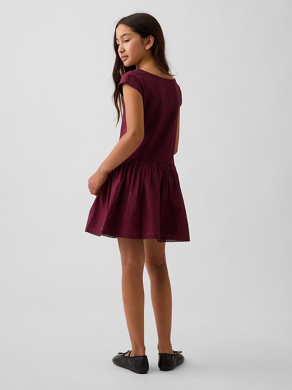 Kids Mixed Media Drop-Waist Dress