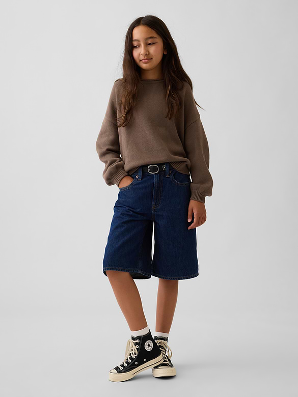 Kids 100% Cotton Oversized Rollneck Sweater