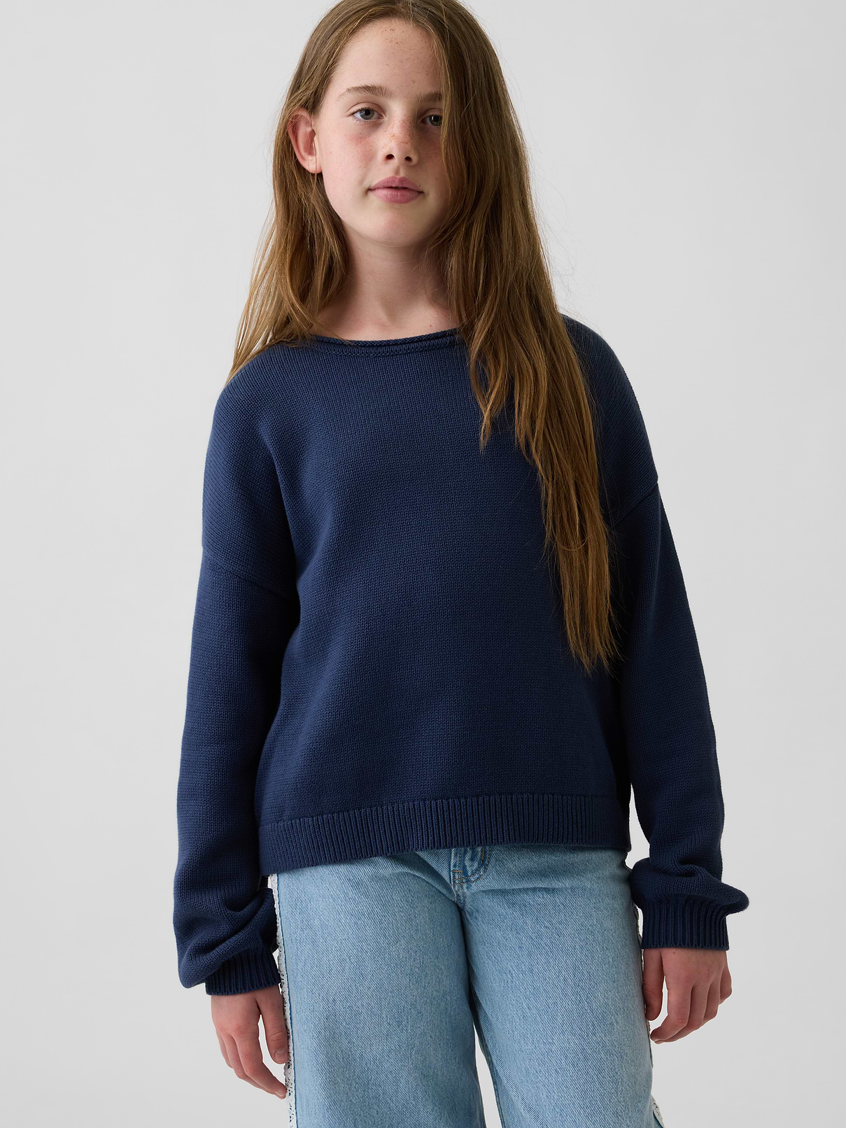 Kids 100% Cotton Oversized Rollneck Sweater