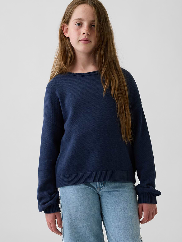 Kids 100% Cotton Oversized Rollneck Sweater