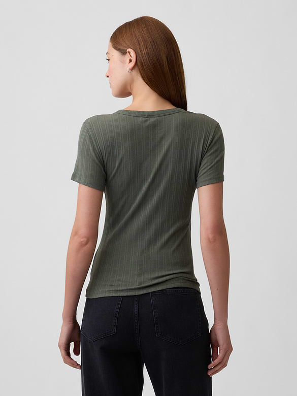 Essential Ribbed Pointelle Crewneck T-Shirt