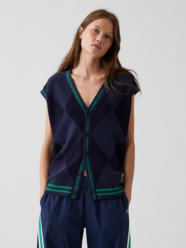 Image number 4 showing, Gap × Malbon Oversized Argyle Sweater Vest