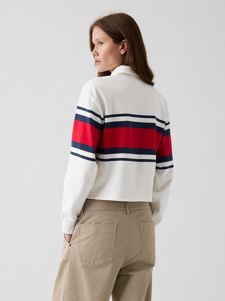 Image number 3 showing, Gap × Malbon Oversized Crop Rugby Shirt
