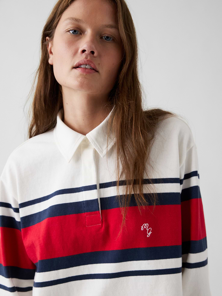 Image number 4 showing, Gap × Malbon Oversized Crop Rugby Shirt