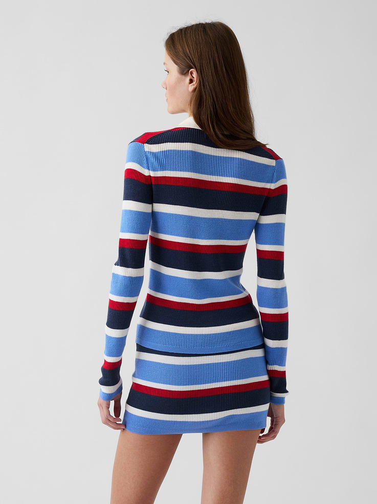 Image number 3 showing, Gap × Malbon Stripe Polo Cardigan