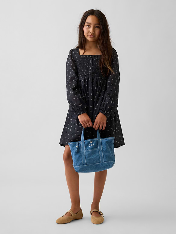 Kids Smocked Square-Neck Dress