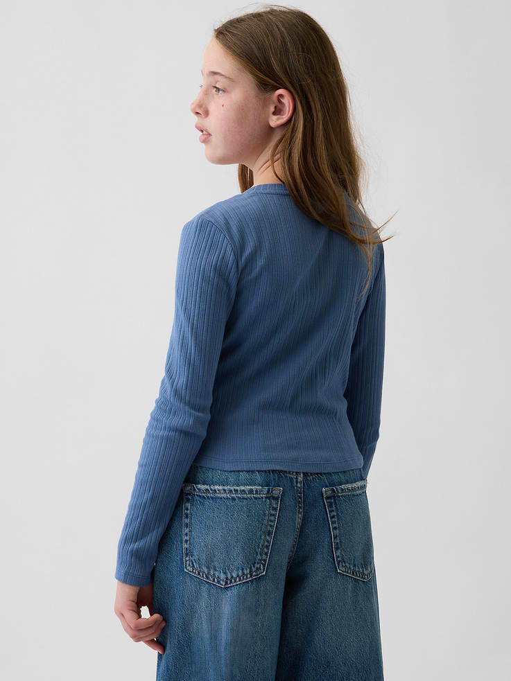 L'image numéro 3 présente T-shirt henley côtelé moiré pour Enfant