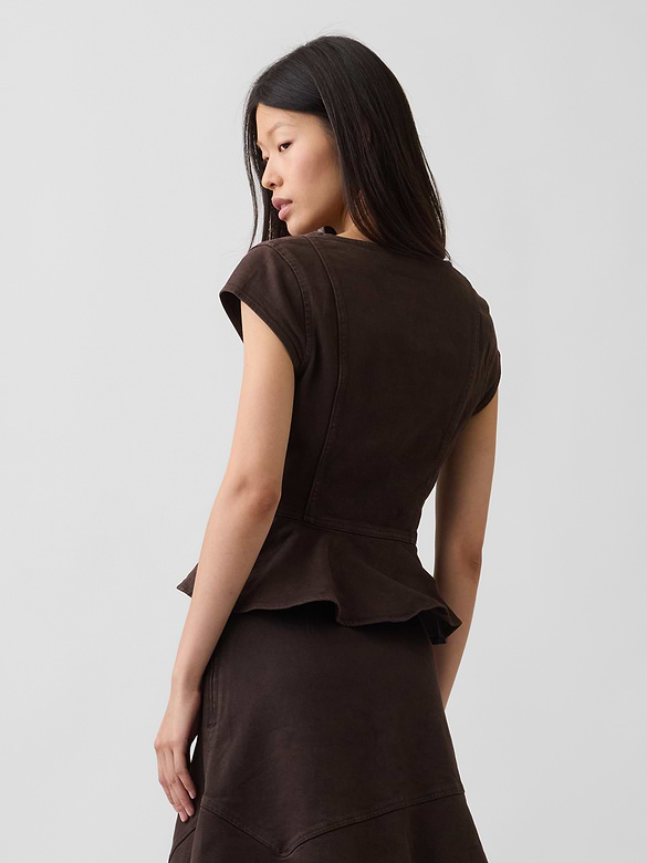 Denim Fitted Peplum Top