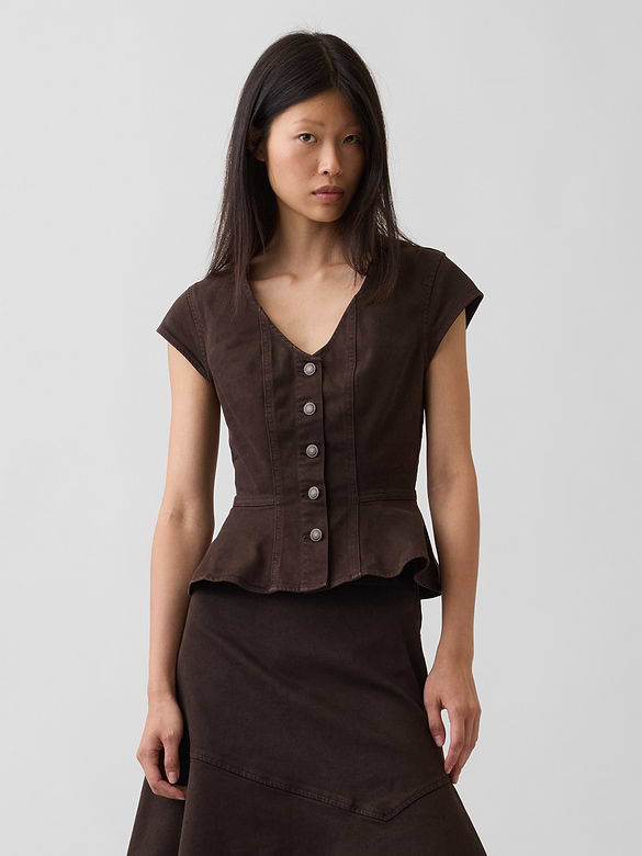 Denim Fitted Peplum Top