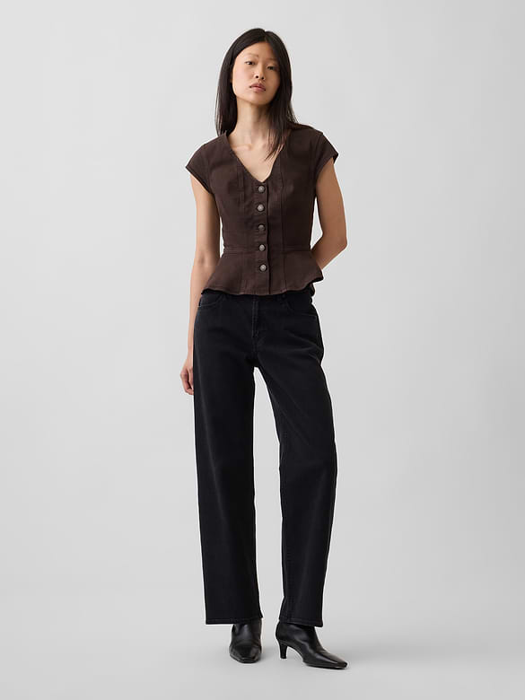 Denim Fitted Peplum Top