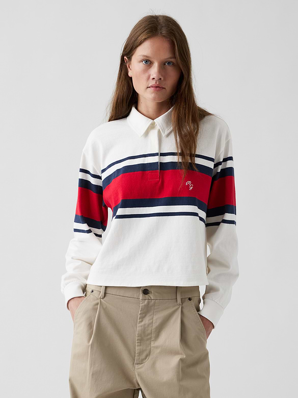 Gap × Malbon Oversized Crop Rugby Shirt