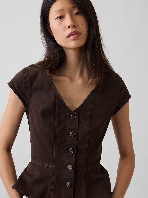 Denim Fitted Peplum Top