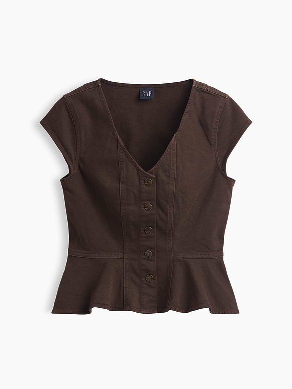 Denim Fitted Peplum Top