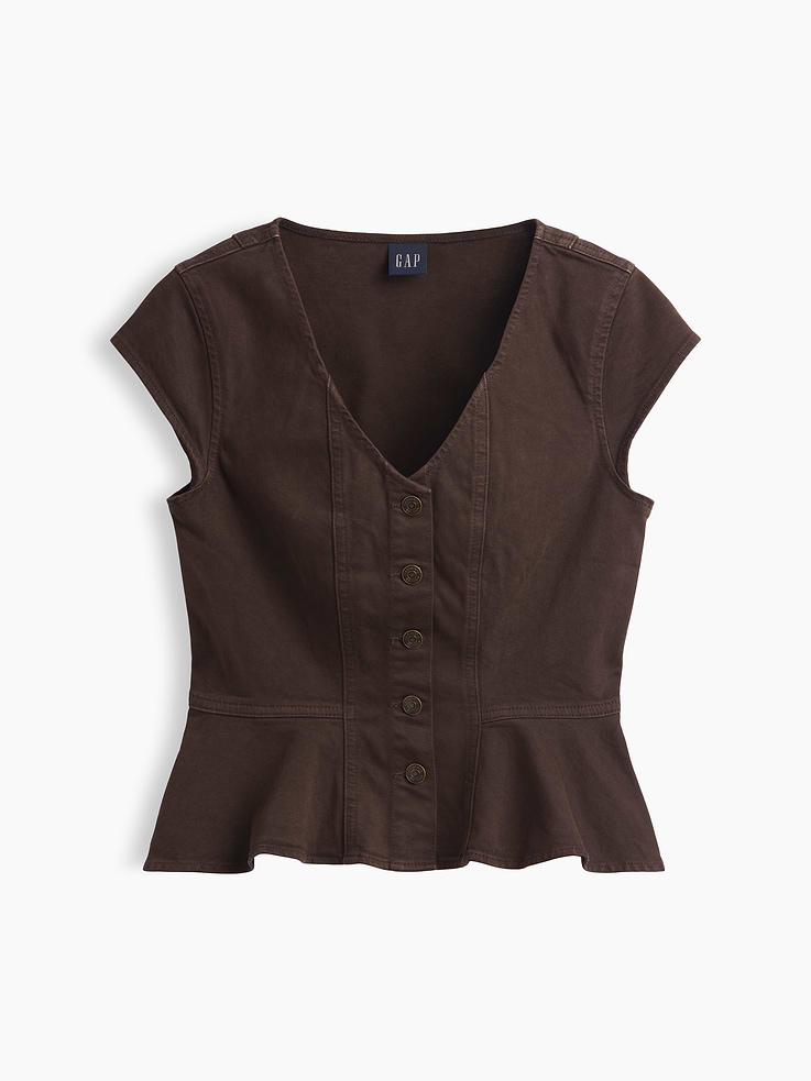 Image number 5 showing, Denim Fitted Peplum Top