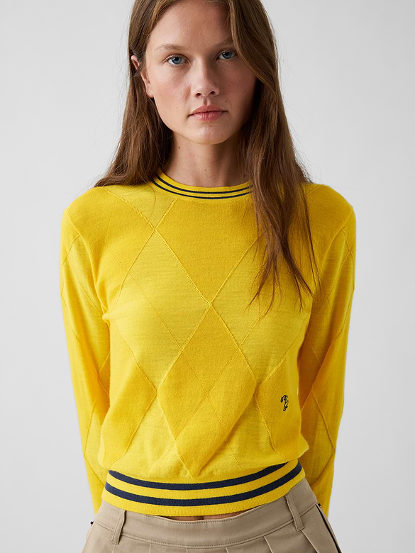 Gap × Malbon Argyle Crop Sweater