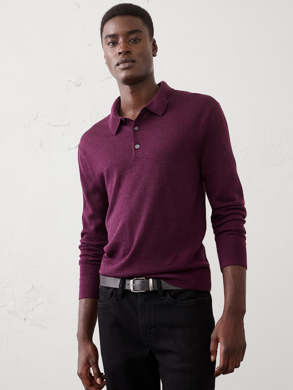 Merino Wool Polo Sweater