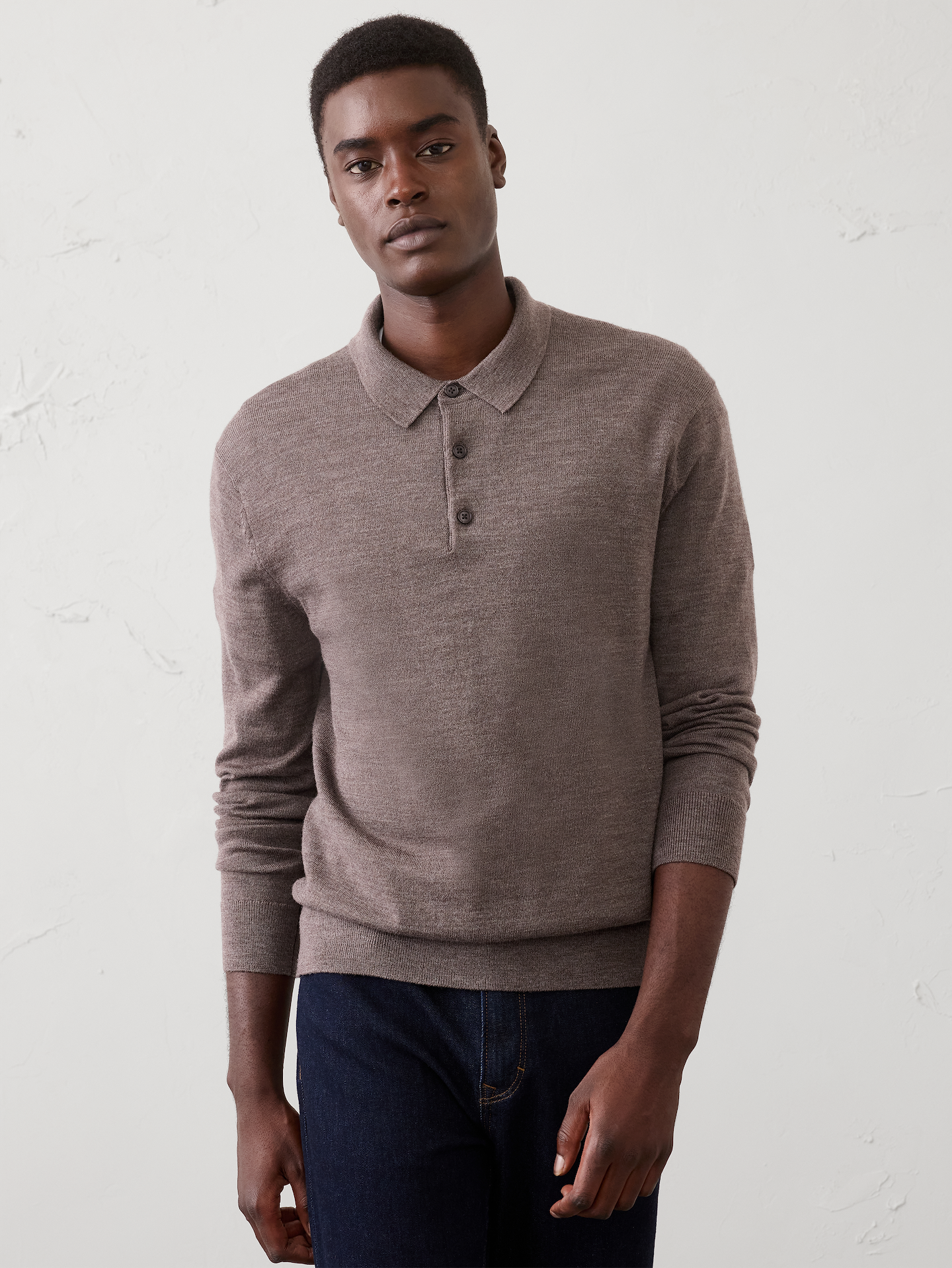 Image number 1 showing, Merino Wool Polo Sweater