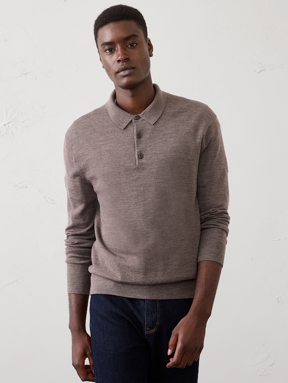 Merino Wool Polo Sweater