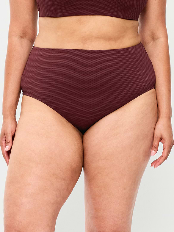 High-Waisted Pique Bikini Swim Bottoms