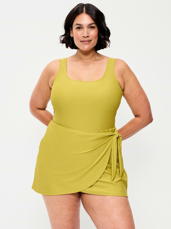 Matte Side-Tie Swim Dress