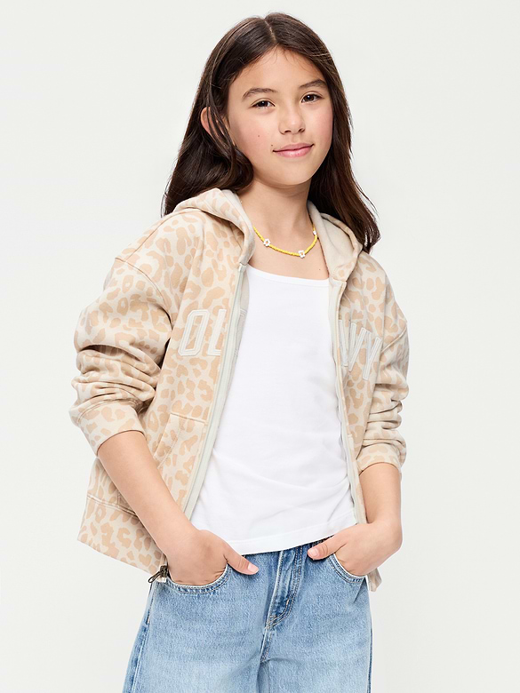 Logo-Graphic Zip Hoodie for Girls