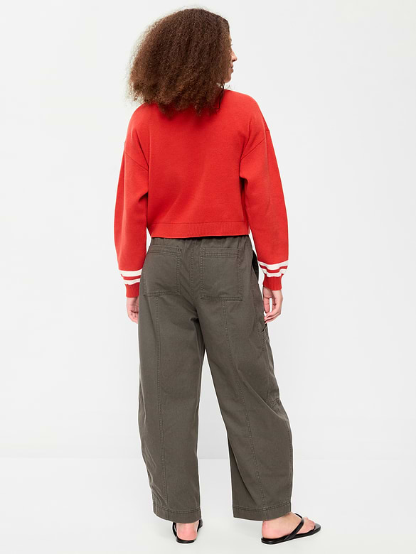 Mid-Rise Barrel-Leg Utility Pants